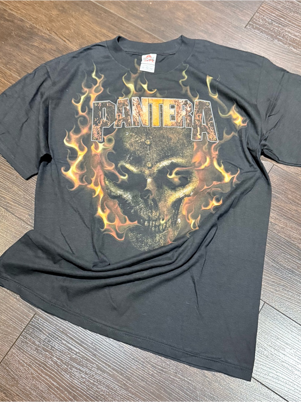 Vintage Y2K 2000s Mens PANTERA SKULL FLAME MENS MEDIUM M TEE T SHIRT